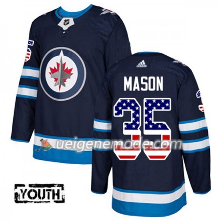 Kinder Eishockey Winnipeg Jets Trikot Steve Mason 35 Adidas 2017-2018 Marineblau USA Flag Fashion Authentic